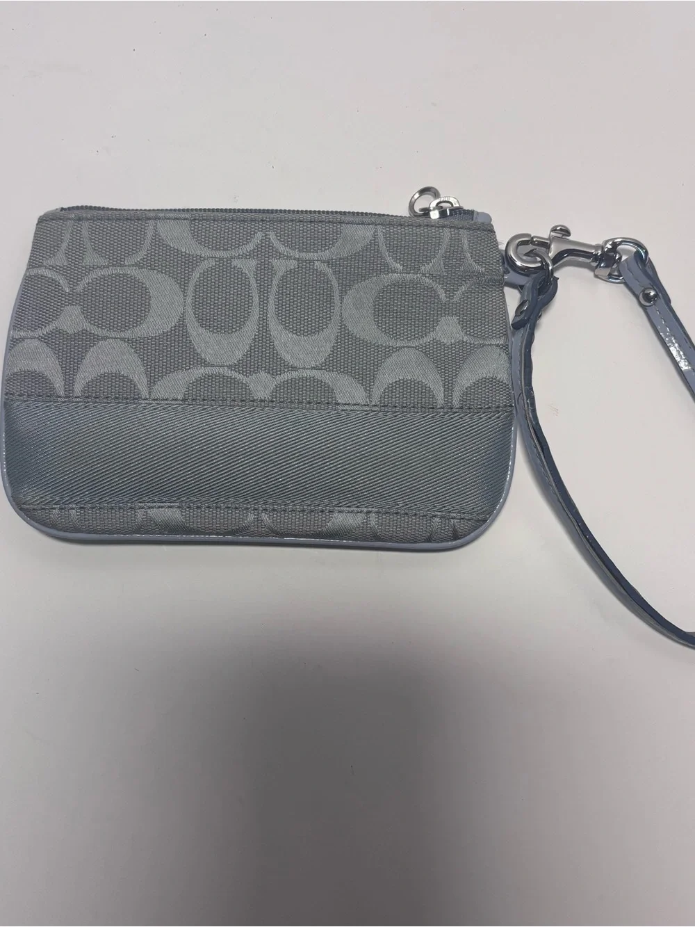 Coach Light Blue Signature Wristlet with Detachable Strap